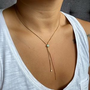 Anthropologie Lariat Style Gold Opal Necklace